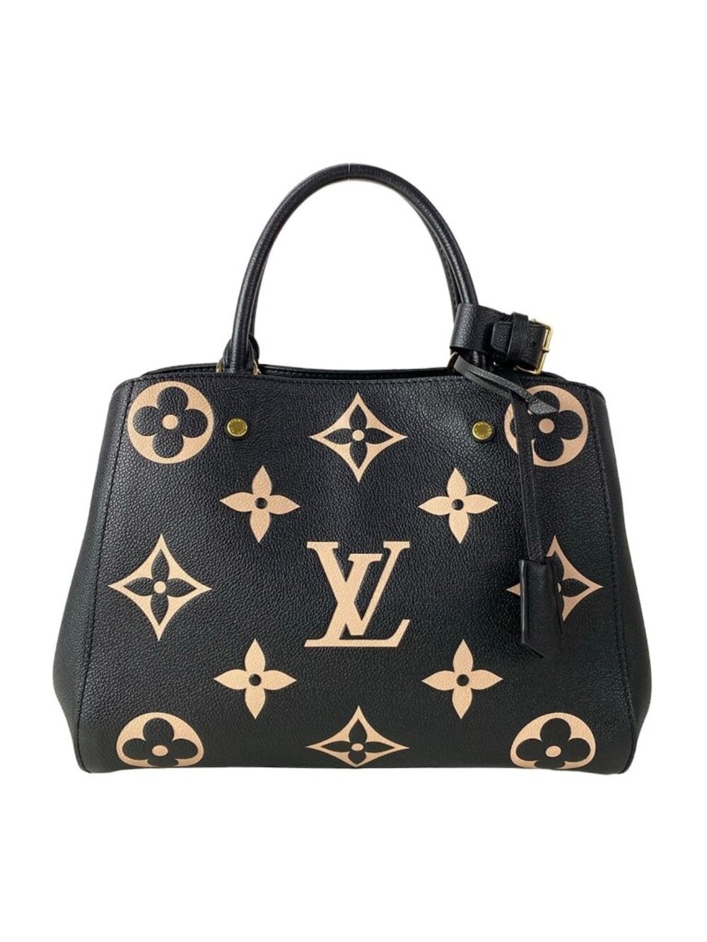 Louis Vuitton Tote Bag Bicolor Monogram Empreinte Montaigne MM Noir Leather